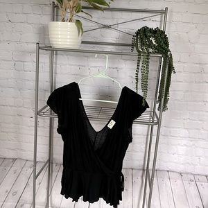 Front wrap black thin shirt